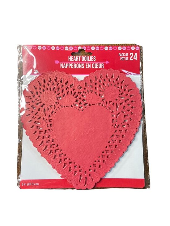 Greenbrier International Inc Other - Red Heart Doilies Paper Romance Valentine Day Ephemera 24 Pack Crafts u Junk Jou